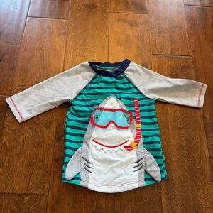 Mud Pie Boys Girls Shark Rash Guard Swim Shirt Top Size 12-18 Months Long Sleeve